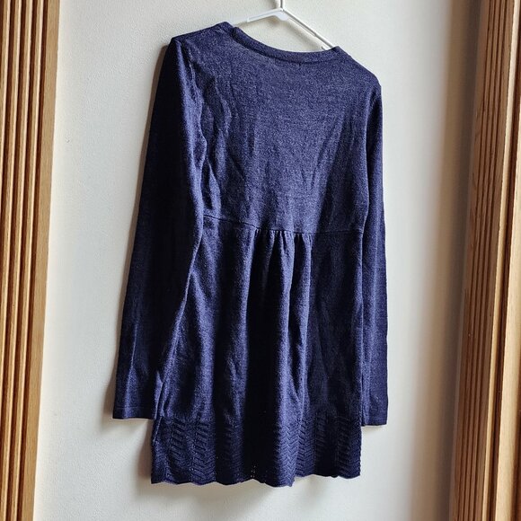 Daisy Fuentes Long Sleeve Navy Blue Scoop Neck Baby Doll Sweater Size Large - Picture 10 of 16